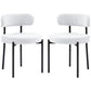 2 Pieces Kitchen Chairs, Modern Dining Chairs w/ Berber Fleece Upholstery and Steel Legs for Living Room, Cream White
