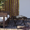 Patio Wicker Coffee Table, Outdoor PE Rattan Garden Folding Side Table, 15.75