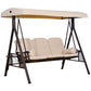 3 Seater Heavy Duty Swing Chair Outdoor Lounge Hammock Cushioned Seat W/ Tilt Canopy, Beige