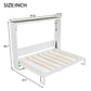 Space‑Saving Murphy Bed with Smooth Hydraulic Lift, Durable Fold‑Down Unit with Wood Slat Support, 88'' L x 67'' W x 68.5'' H, Brown+White