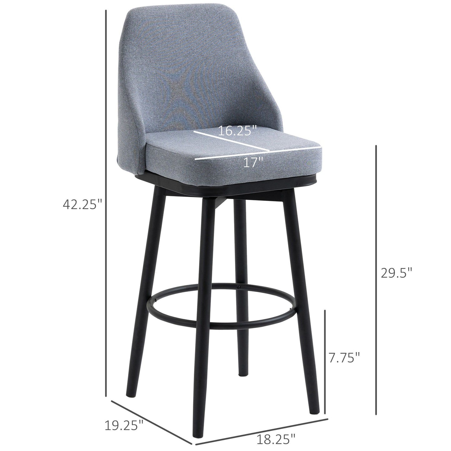 Extra Tall Swivel Bar Stools Set of 2 - Light Grey