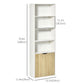 4-Tier Open Bookshelf with Doors Modern Home Office Bookcase Storage Cabinet for Living Room Bathroom Study, Oak