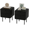 Nightstand Set of 2 with Drawer and Steel Legs - Black Wood Grain