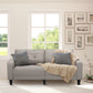 3-Seater Sofa, Mid-Century Linen Couch with Upholstered Seat, Button-Tufted Back Cushion and Rubber Wood Legs for Living Room, Bedroom, Beige