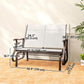 Garden Double Gliding Chair, Patio Glider Armchair for Outdoor, Backyard Mesh Seat and Backrest, Steel Frame Cream White