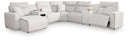 7 Pc. Power Reclining Sectional With LAF Press Back Power Chaise, Console And Audio Console