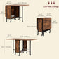 Folding Dining Table, Extendable Kitchen Table for Small Spaces with Storage Shelf and 6 Wheels, Rustic Brown