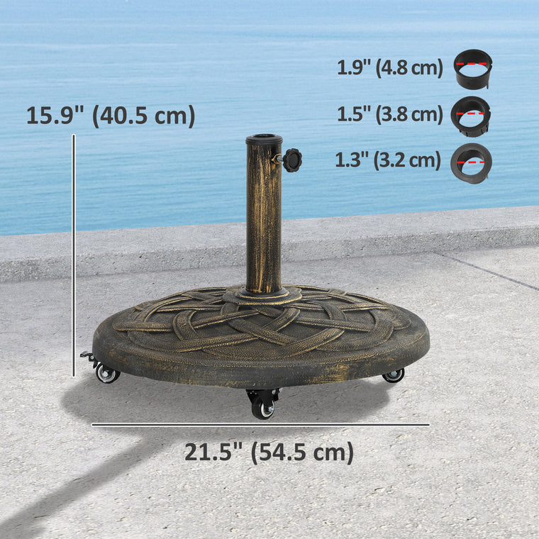 44 lbs Bronze Round Resin Umbrella Base with Wheels