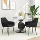 Set of 2 Upholstered Linen Dining Chairs - Black
