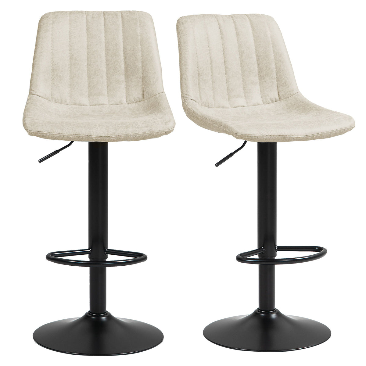 Counter Height Bar Stools Set of 2, Adjustable Height Bar Chairs with Swivel Seat, Leathaire Upholstery