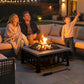 34" Outdoor Square Firepit Steel Stove Portable with Spark Screen Cover Log Grate Poker and Rain Cover for Outside Wood Burning and Camping Black