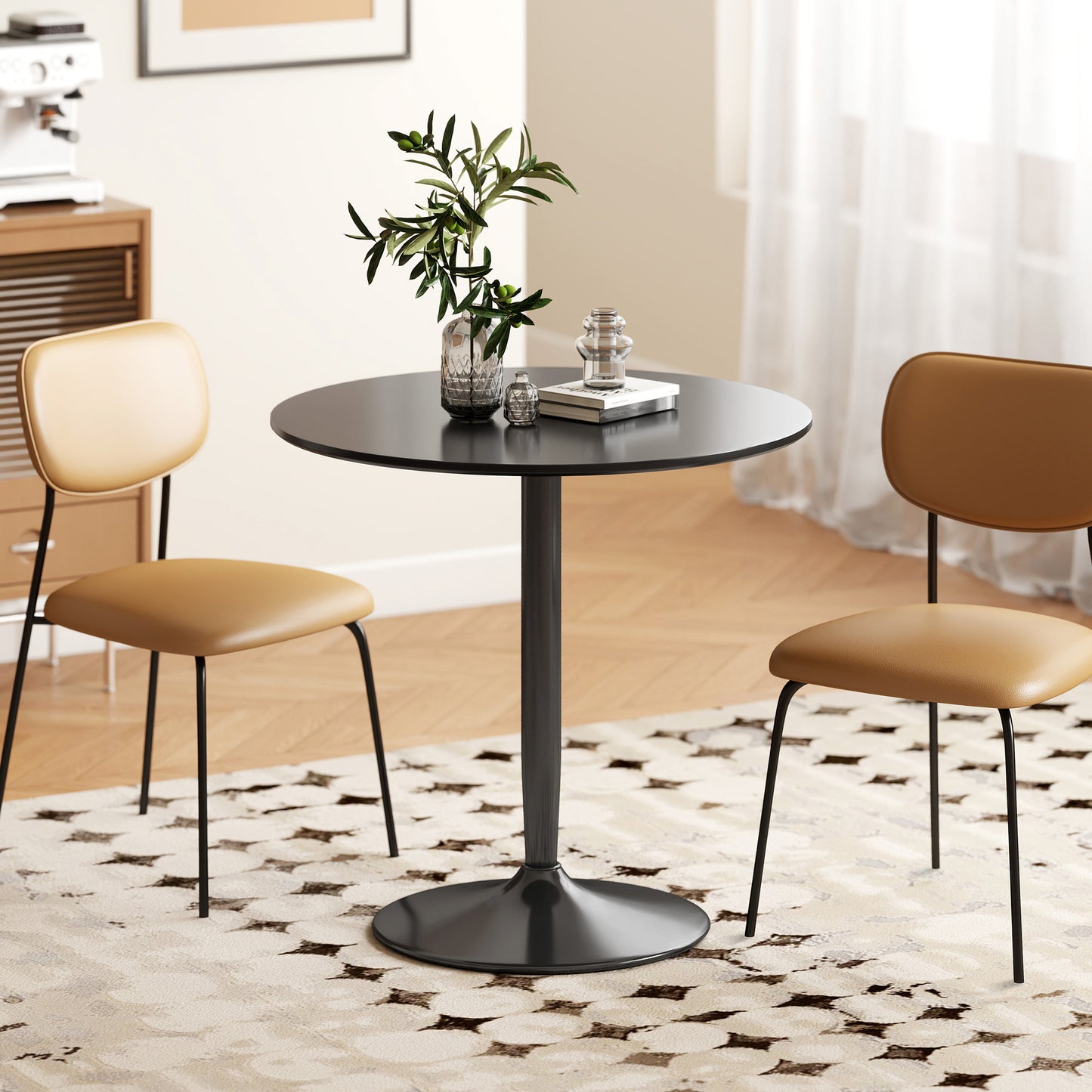 Round Dining Table for 2 with Steel Base