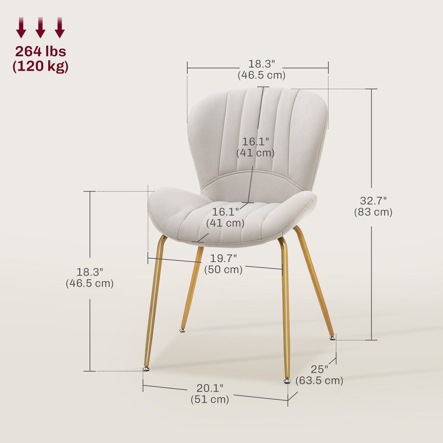 Cushioned Dining Chairs Set of 4 - Cream White