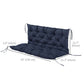 2 Seater Garden Bench Cushion, Soft Thick Outdoor Non-Slip 2 Seater Soft Pad With Backrest for Garden Patio, 52" x 43" x 4", Navy Blue