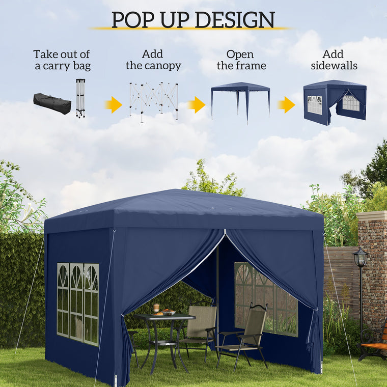 10' x 10' Blue Pop-Up Party Tent Gazebo with Carry Bag