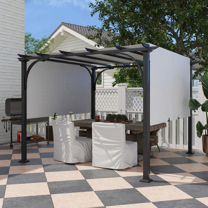 10' x 10' White Steel Pergola with Canopy Sun Shelter