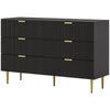 6-Drawer Dresser with Gold Legs - Black