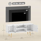 TV Stand with Storage Shelves and Wood Legs - White