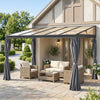 10' x 13' Outdoor Hardtop Pergola Gazebo with Polycarbonate Roof, UV Protection Sun Shelter with Curtains for Garden, Patio and Outdoor Events