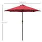 9ft Solar Patio Umbrella Outdoor Sunshade 24 LED Lights Tilt Canopy, Wine Red