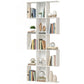 5-Tier S-Shaped Geometric Bookcase - White Wood Grain