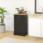 Kitchen Tilt Out Trash Bin Cabinet, Free Standing Recycling Cabinet, Trash Can Holder with Drawer, Black