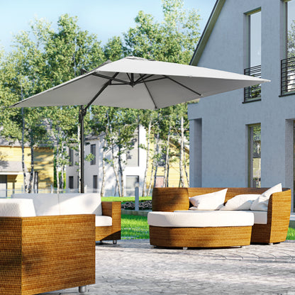 9ft Light Grey Square Cantilever Umbrella with Crank & Tilt