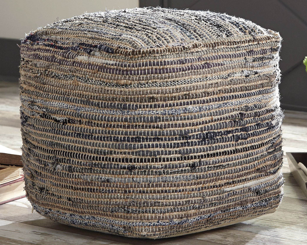Absalom - Denim - Pouf - Forward Furniture