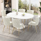 Modern Extendable Dining Set with Table and 4 Chairs, Space-Saving Dining Set for 4–6 Seaters, 55'' L x 39.5'' W x 29.5'' H, Beige+Gold+White