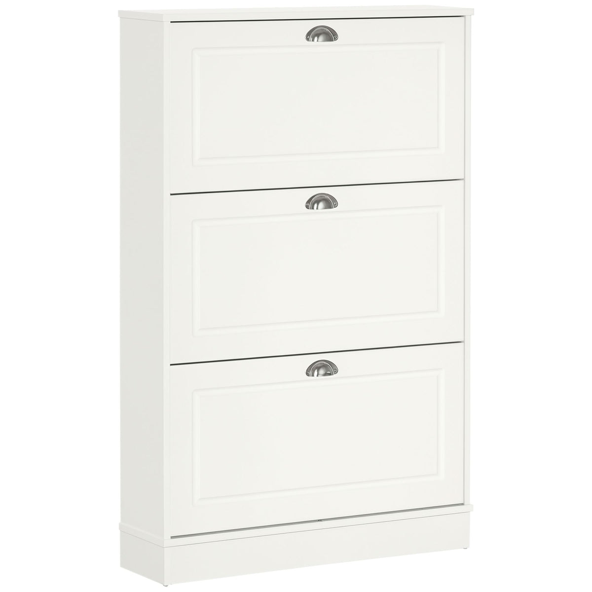 Shoe Cabinet with 3 Flip Drawers, Narrow Shoe Storage Cabinet, Holds 12 Pairs for Entryway, Hallway, White
