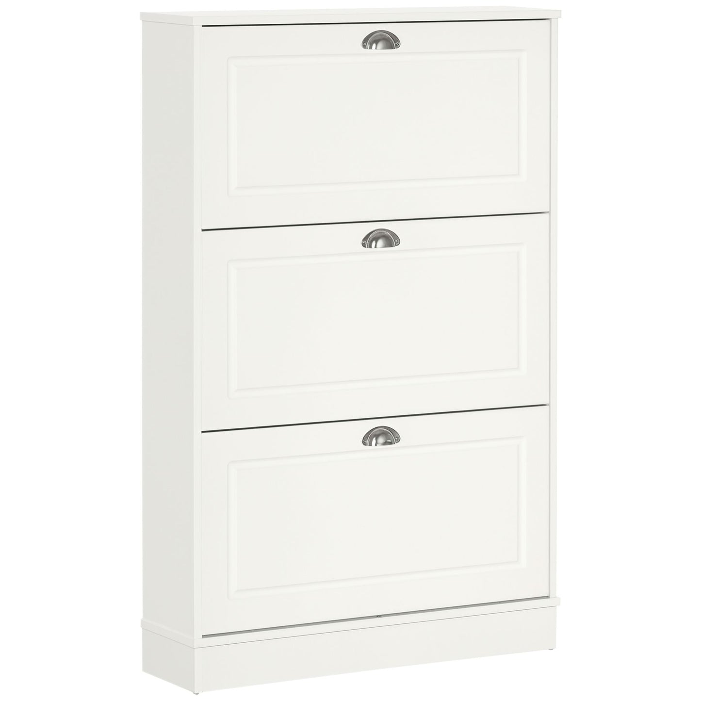 Shoe Cabinet with 3 Flip Drawers, Narrow Shoe Storage Cabinet, Holds 12 Pairs for Entryway, Hallway, White