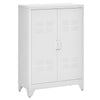 Industrial Metal Sideboard with Louvered Doors - White