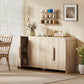 Sideboard Buffet Cabinet, 62" Modern Kitchen Storage Cabinet with Soft-Close Doors and Adjustable Shelves, Natural Wood