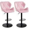 Velvet Adjustable Swivel Bar Stools Set of 2 - Pink