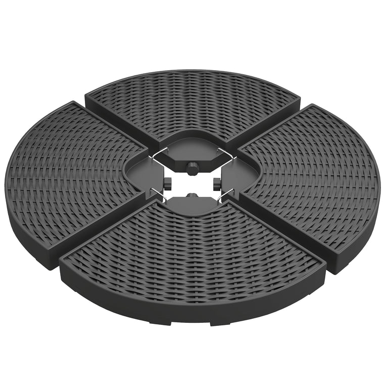 4-Piece Black Wicker-Effect HDPE Base Weights with Handles