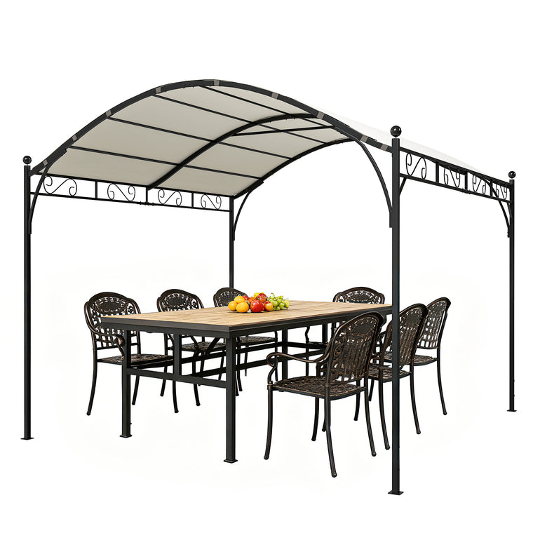 10' x 10' Cream White Pergola with Arched Steel Frame