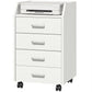 4-Drawer Mobile Filing Cabinet with Lock - White