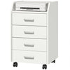 4-Drawer Mobile Filing Cabinet with Lock - White