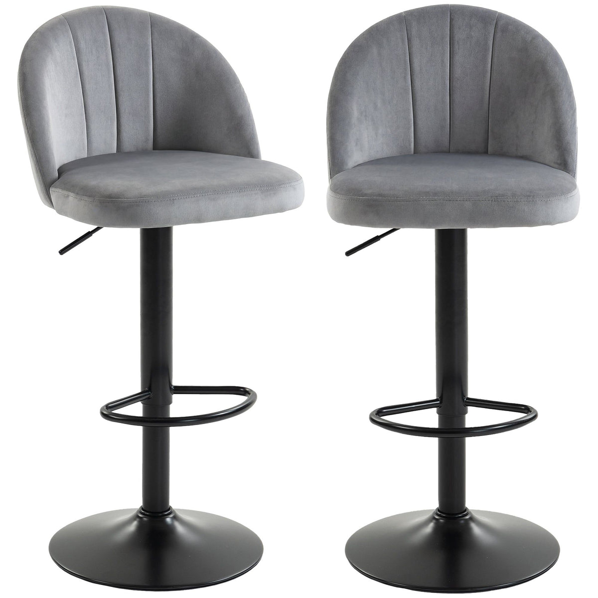 Swivel Counter Height Bar Stools Set of 2 with Footrest - Grey