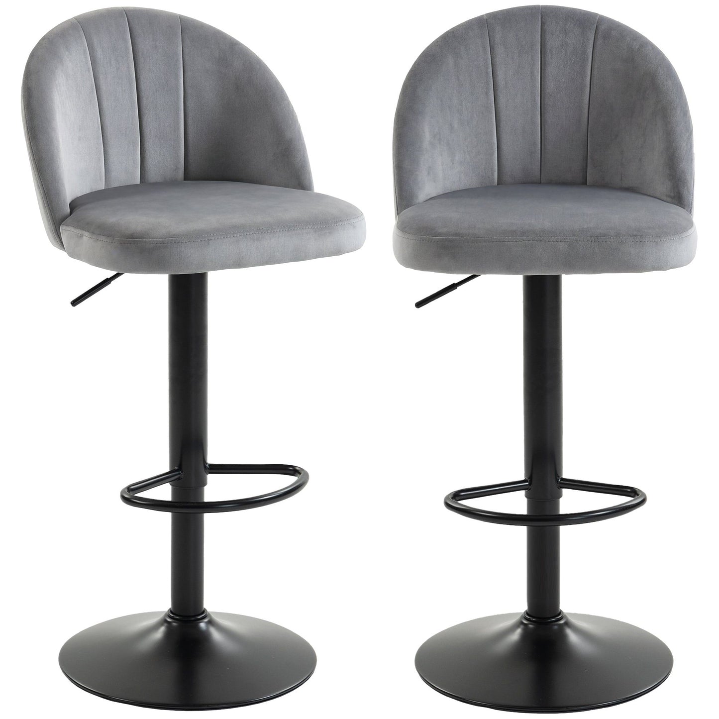 Swivel Counter Height Bar Stools Set of 2 with Footrest - Grey