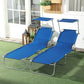 2Pcs Outdoor Lounge Chair, Adjustable Folding Chaise Lounge with Sun Shade for Beach, Camping, Hiking, Blue