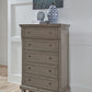 Lettner - 6 Pc. - Dresser, Mirror, Chest, Queen Panel Bed, 2 Nightstands - Light Gray
