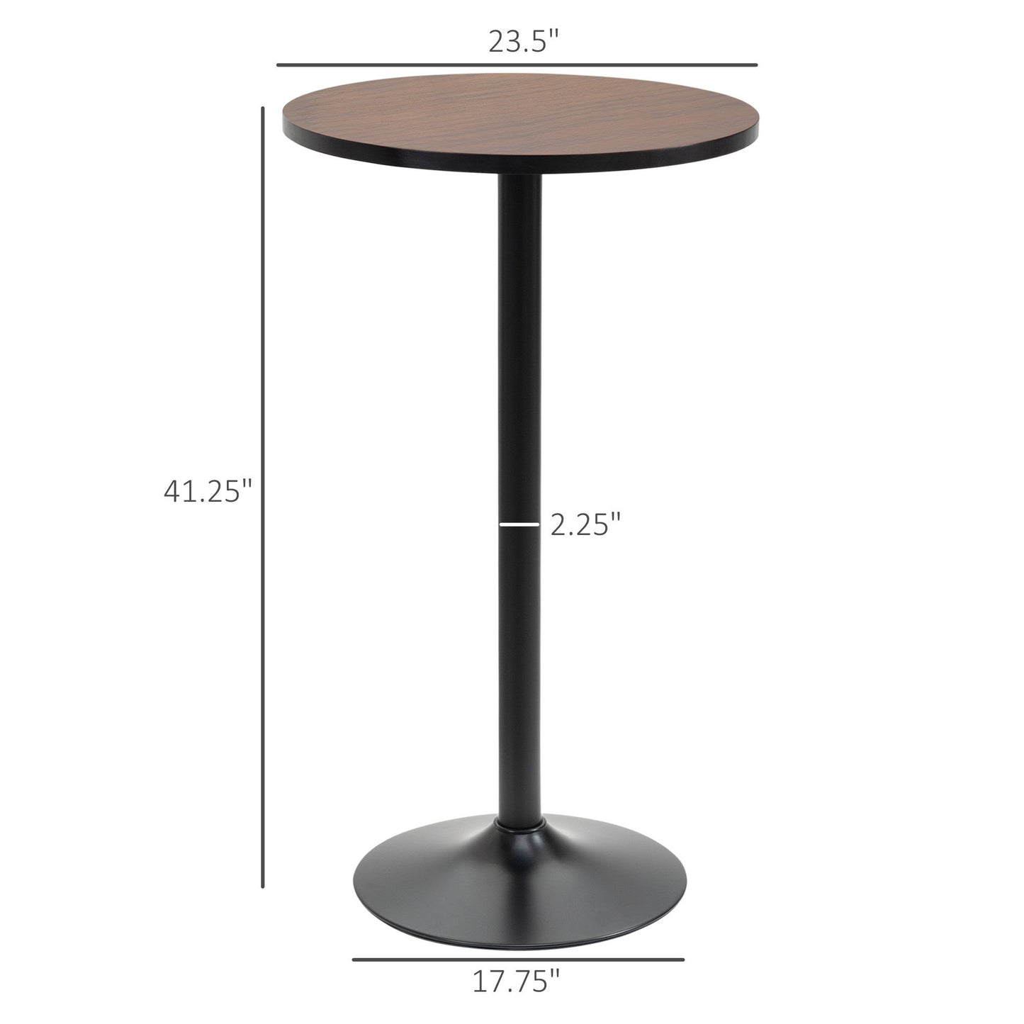 Round Bar Table 41 Inch Height, Industrial High Bistro Table with Metal Base and Elm Wood Top, Bar Height Table for Kitchen, Pub, Breakfast Area