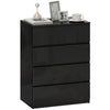 4-Drawer High Gloss Chest of Drawers - Black