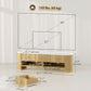 TV Stand, Modern TV Table with Marble-Effect Top, 3 Drawers and 2 Open Shelves for 32-65 Inch Television, Natural