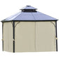 10' x 10' 2-Tier Outdoor Gazebo Canopy with Polycarbonate Roof, Curtains and Netting, for Garden, Deck, Beige
