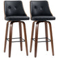 Swivel Bar Stools Set of 2 with Wood Legs - Black