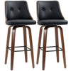 Swivel Bar Stools Set of 2 with Wood Legs - Black