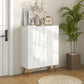 Narrow Shoe Storage Cabinet with Soft-Close Hinges and Adjustable Shelves for 15-20 Pairs of Shoes, High Gloss White