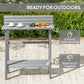 110cm Rectangle Outdoor Bar Table with Built-in Footrest, Slatted Top, Grey